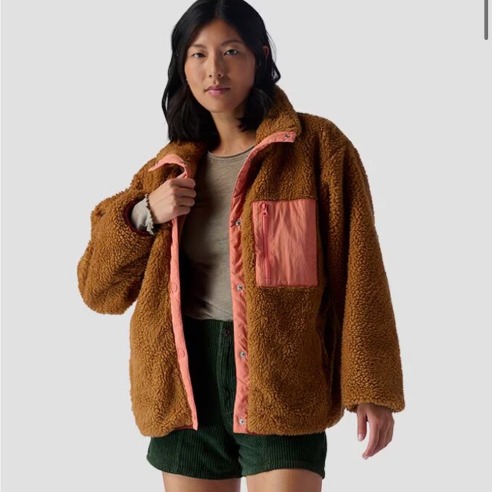 Backcountry Sherpa Fleece Snap Jacket Size Small